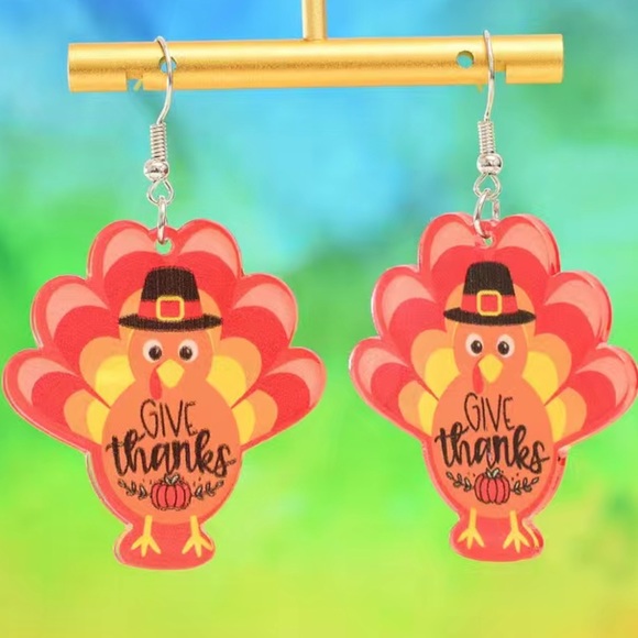 Acrylic Turkey Earrings - Picture 3 of 6